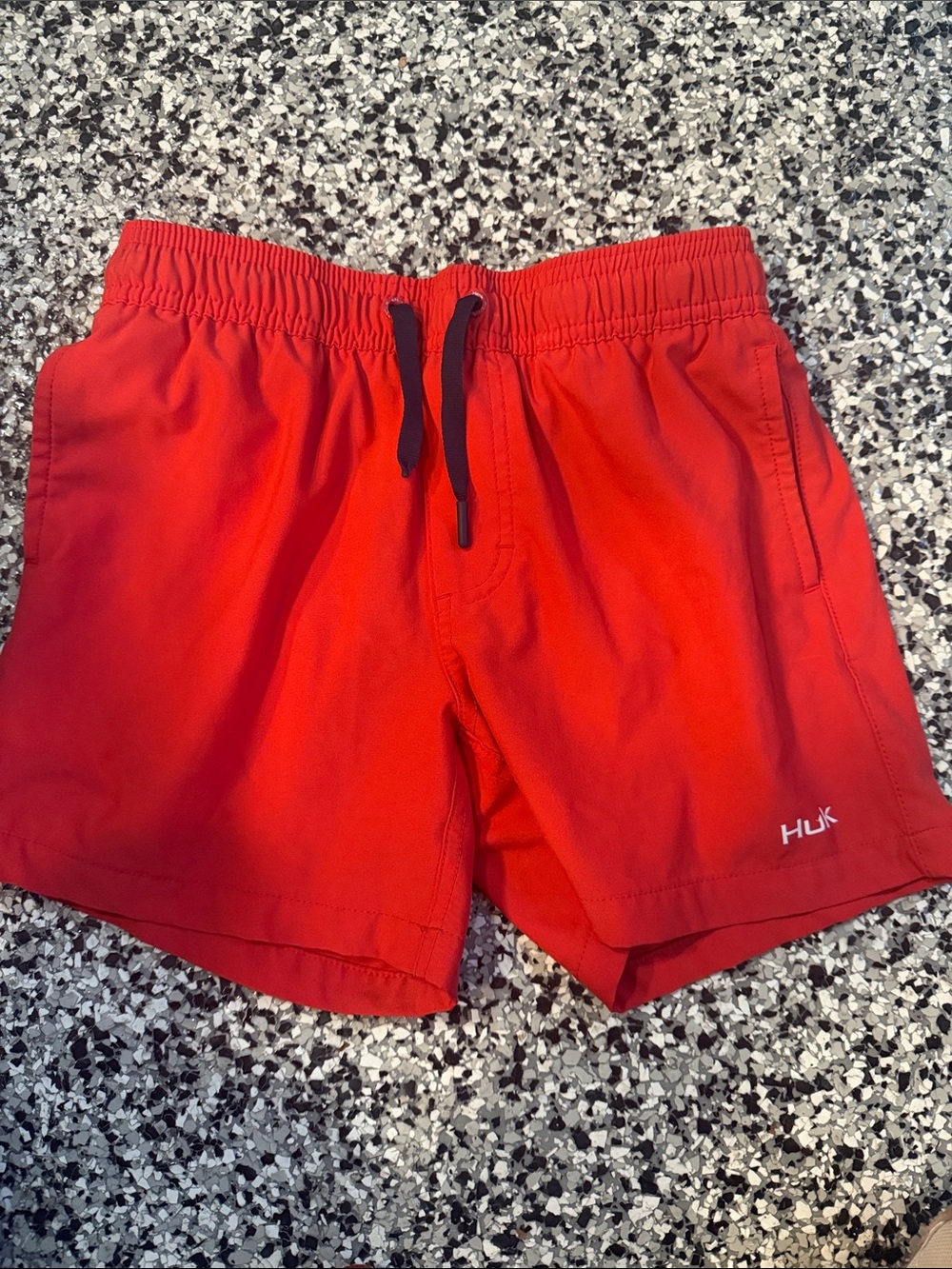 Huk Boy’s Bright Red Swim Trunks with Drawstring - YS